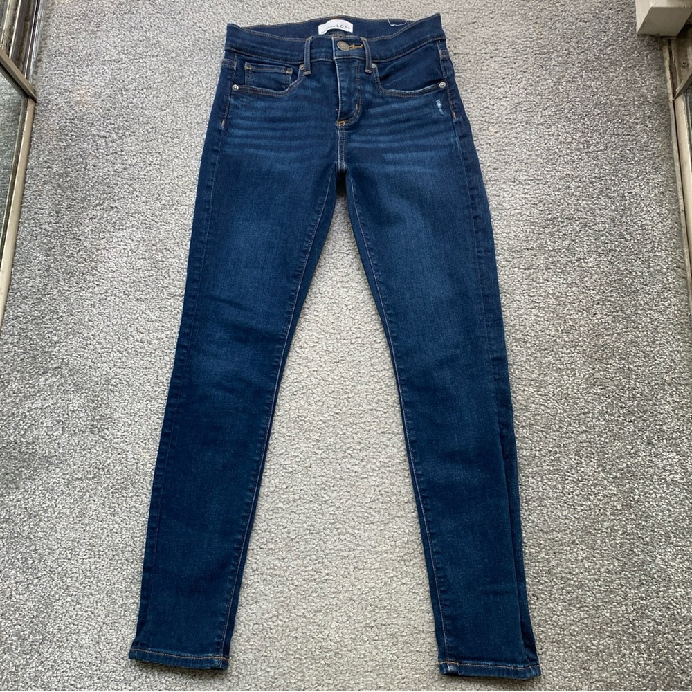 Loft Modern Skinny Jeans Dark Wash  Stretch Rise 8” Inseam 26” Zip Fly 25 Petite - Picture 2 of 7